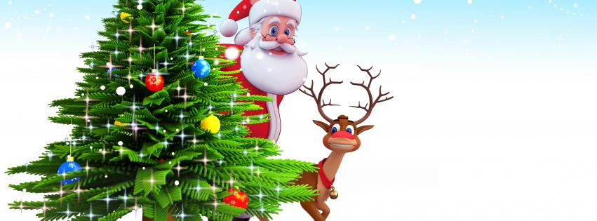 Deer Santa Claus Christmas Tree Snow