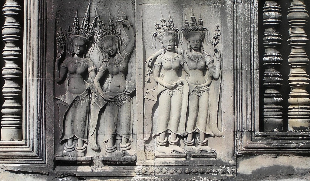 Devatas Stone Carvings Angkor Wat Siem Reap Cambodia