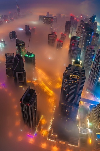 Dubai Skyscrapers Night Lights