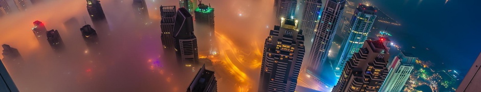 Dubai Skyscrapers Night Lights