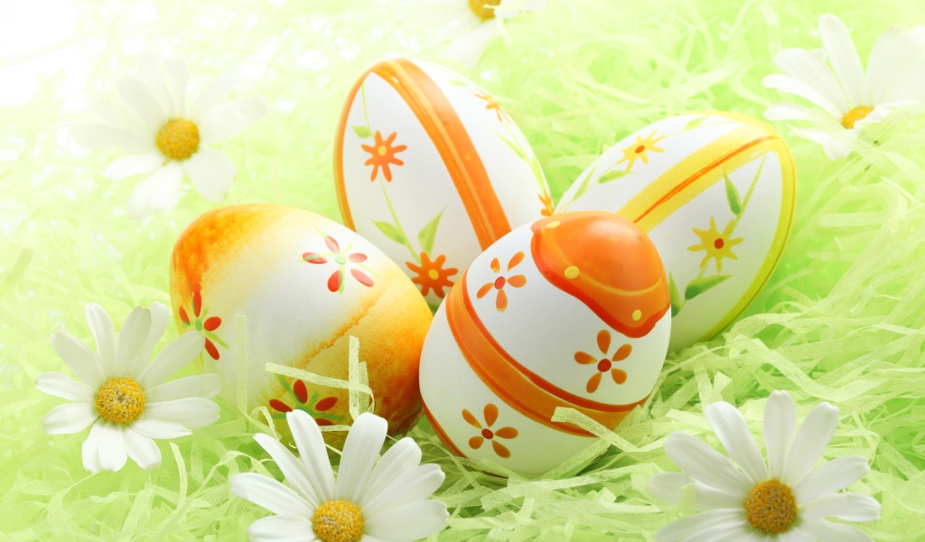 Easter Eggs Among The Daisies