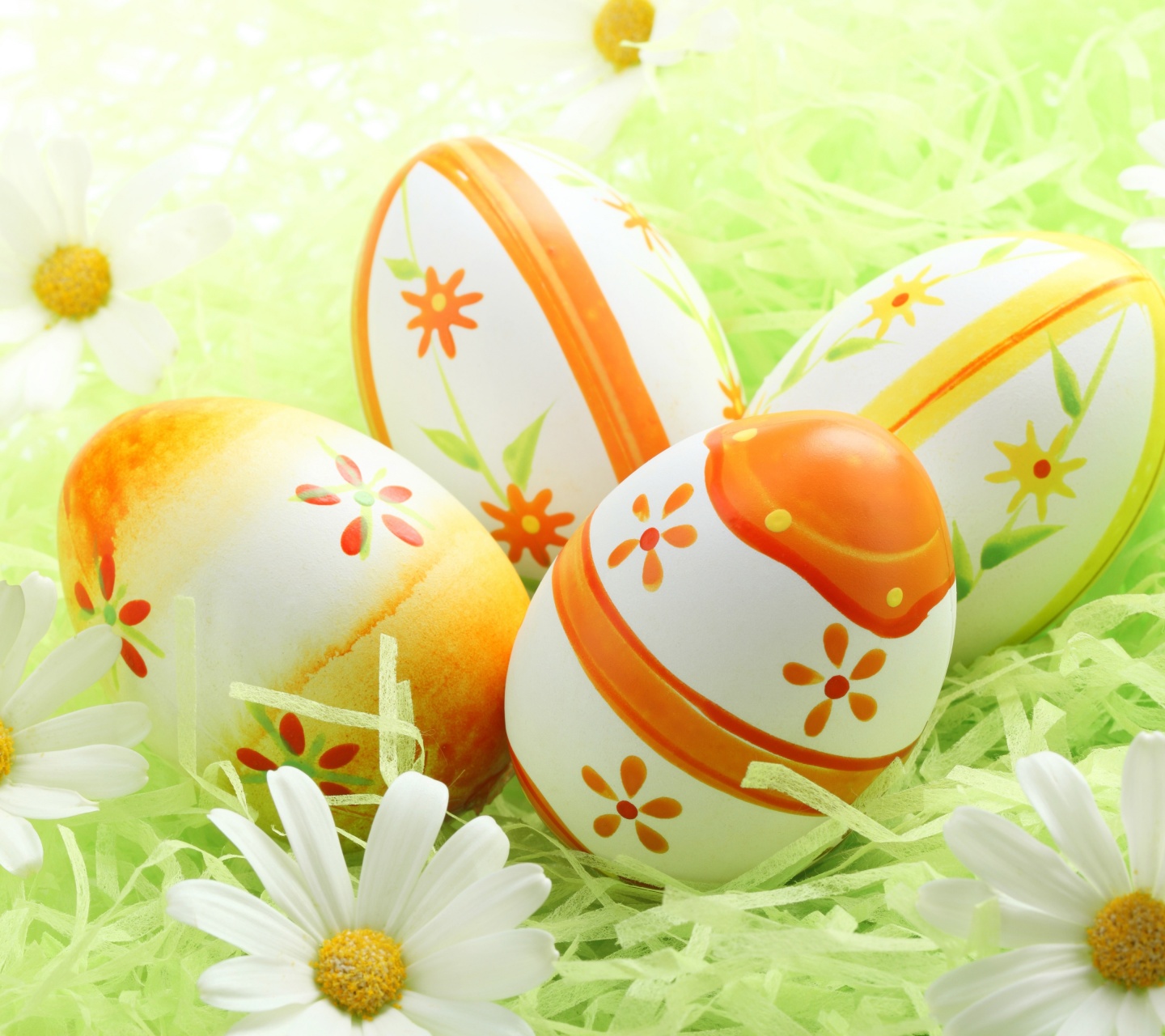 Easter Eggs Among The Daisies