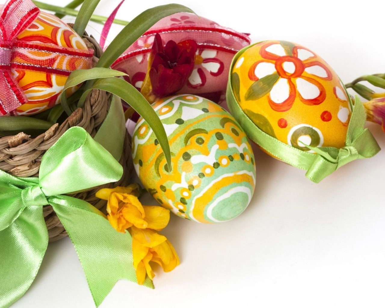Easter Eggs And Flowers