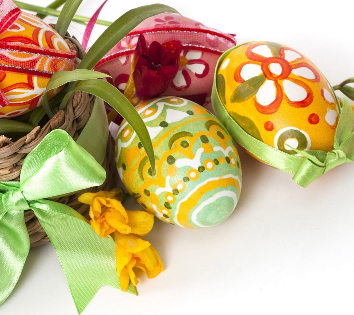 Easter Eggs And Flowers