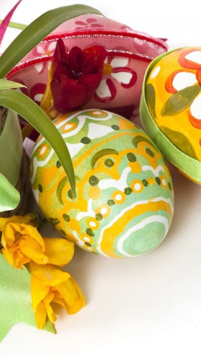 Easter Eggs And Flowers