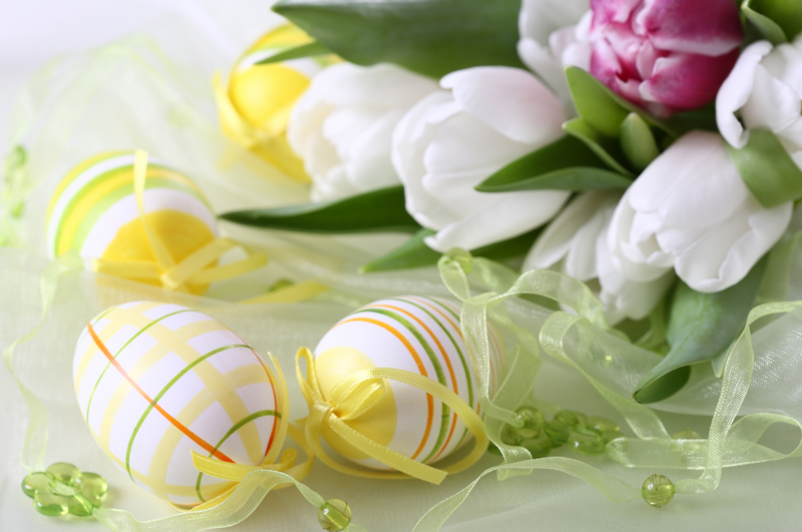 Easter Eggs And Flowers