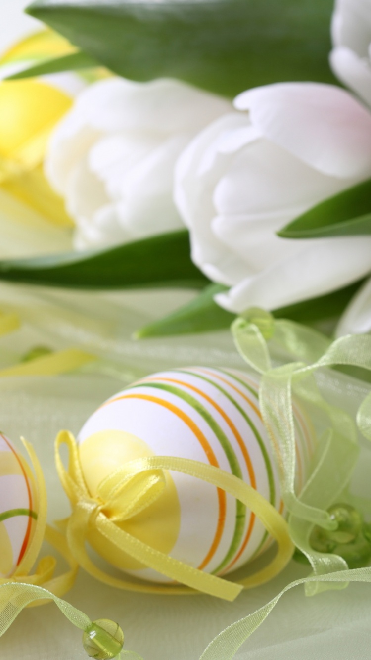 Easter Eggs And Flowers