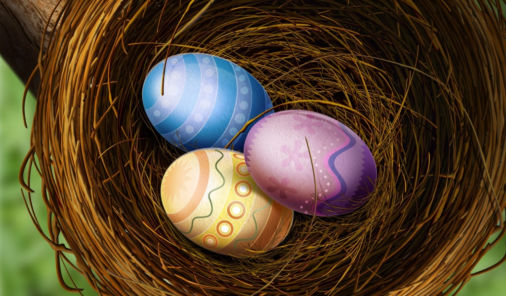 Easter Eggs In A Nest