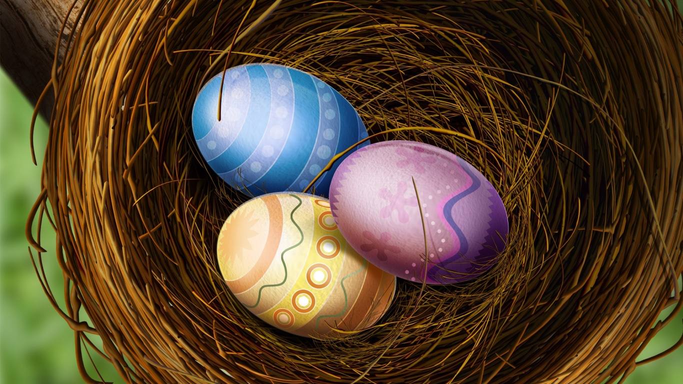 Easter Eggs In A Nest