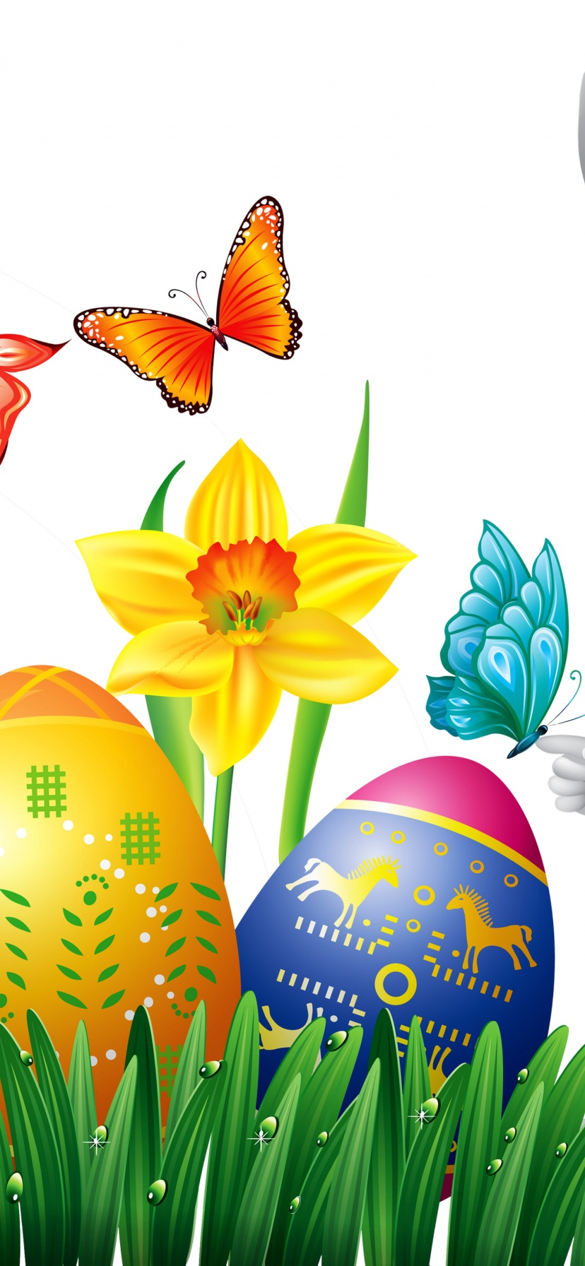 Easter Eggs Rabbit Flowers Butterfly