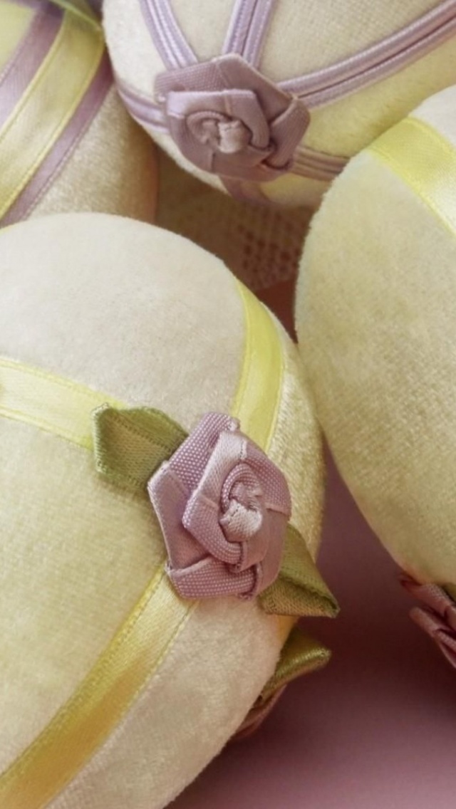 Easter Holiday Eggs Decorated Flowers Close Up