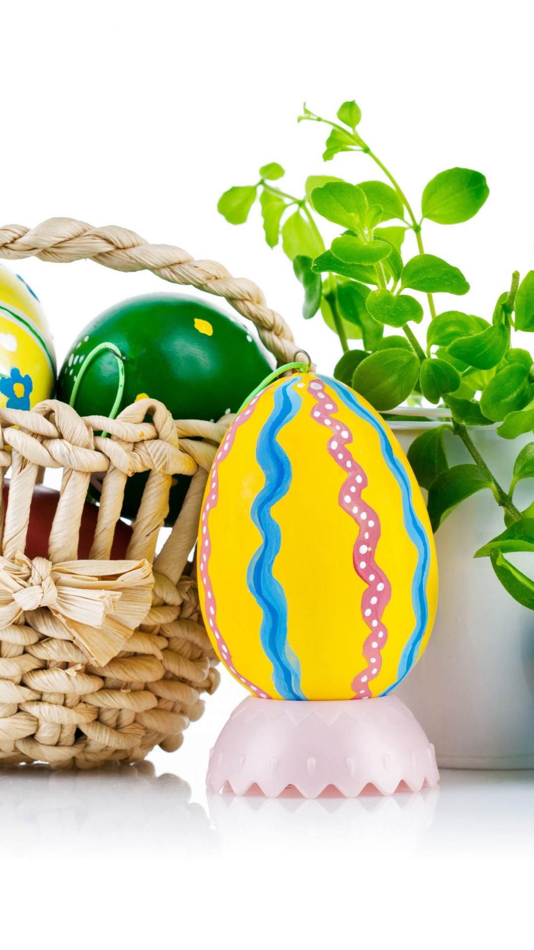 Easter Wicker Basket Eggs Plant