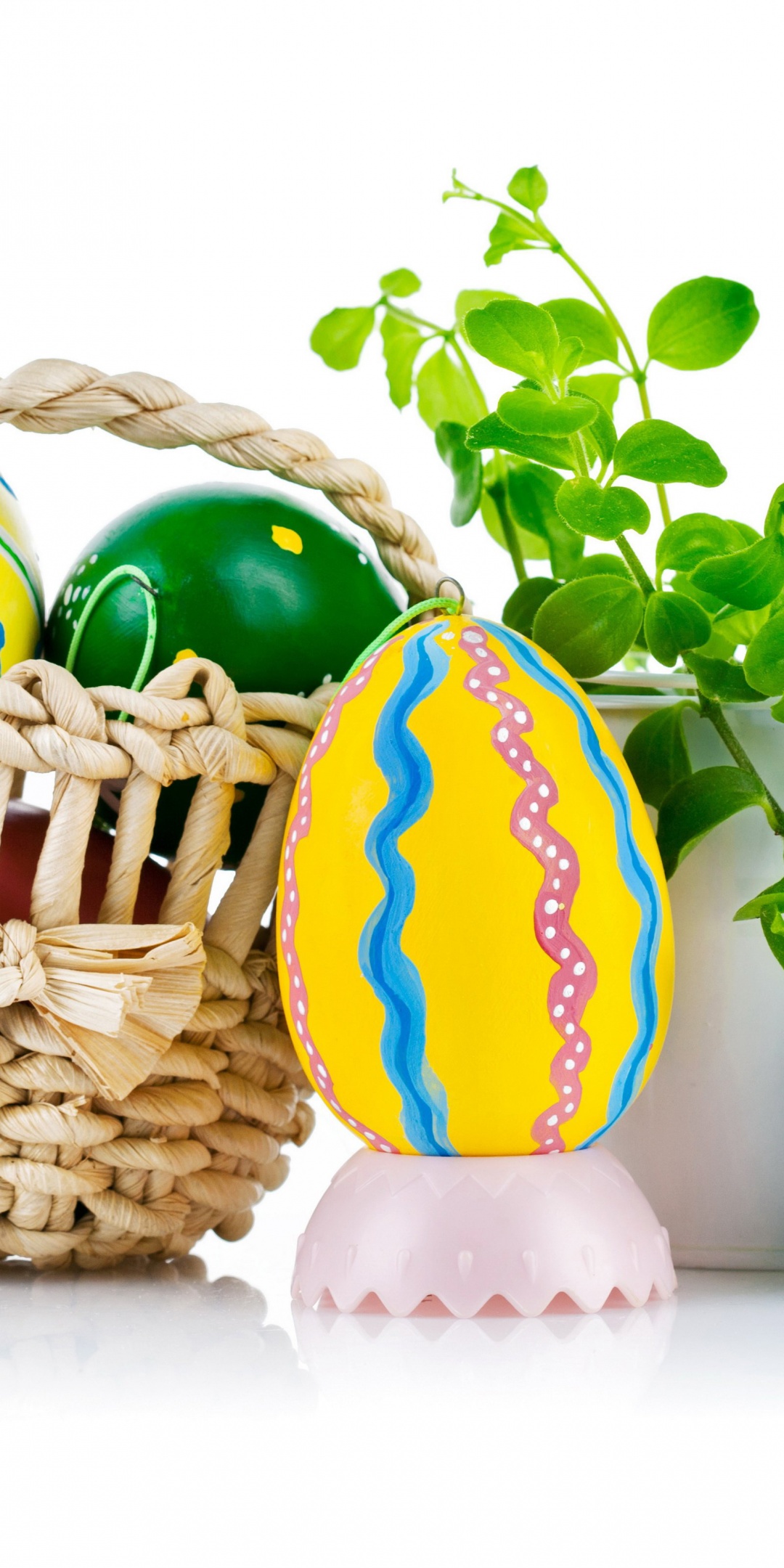 Easter Wicker Basket Eggs Plant