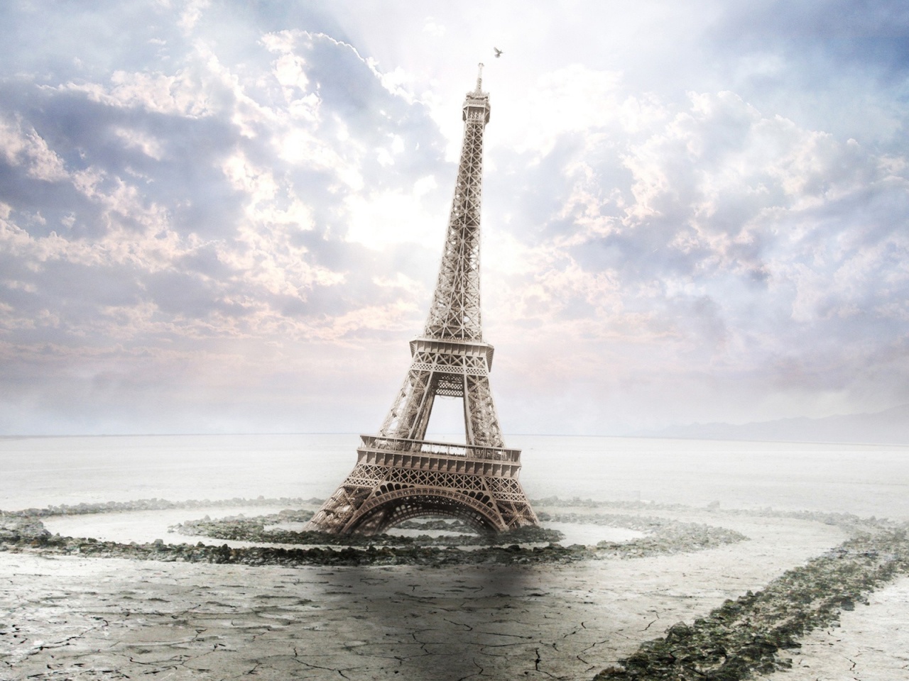 Eiffel Tower Clouds Crack Quagmire Swamp