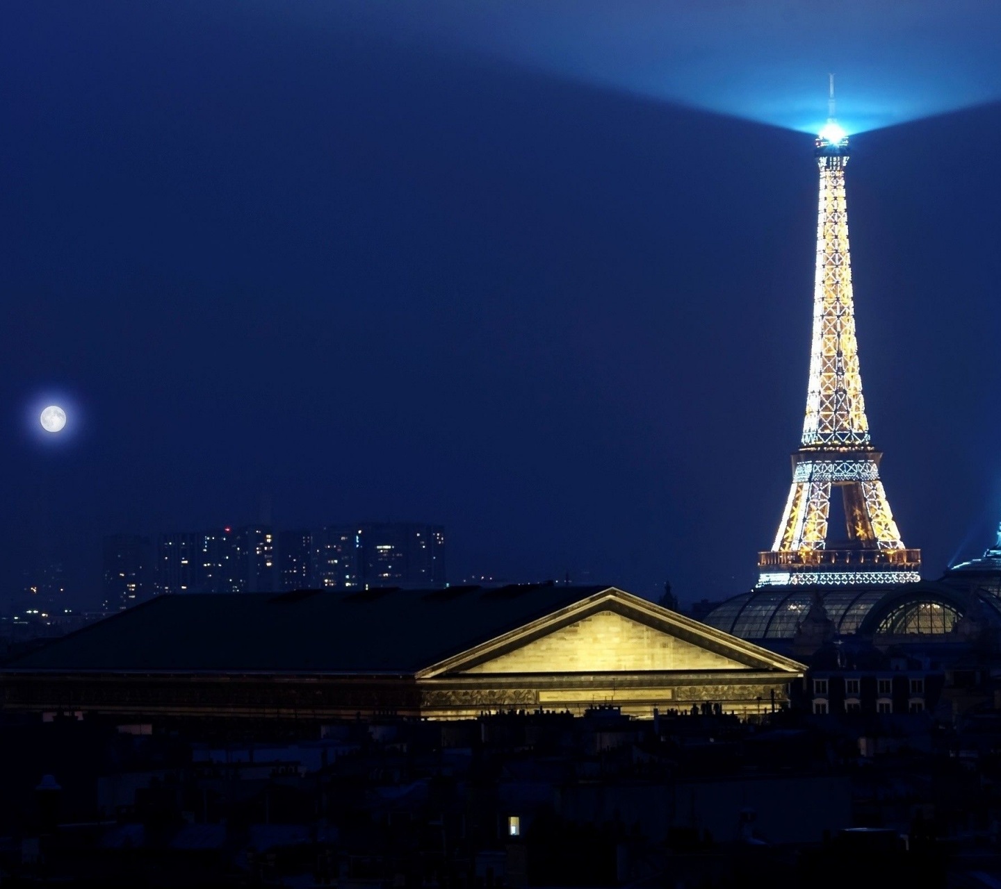 Eiffel Tower Paris Night Lights Buildings