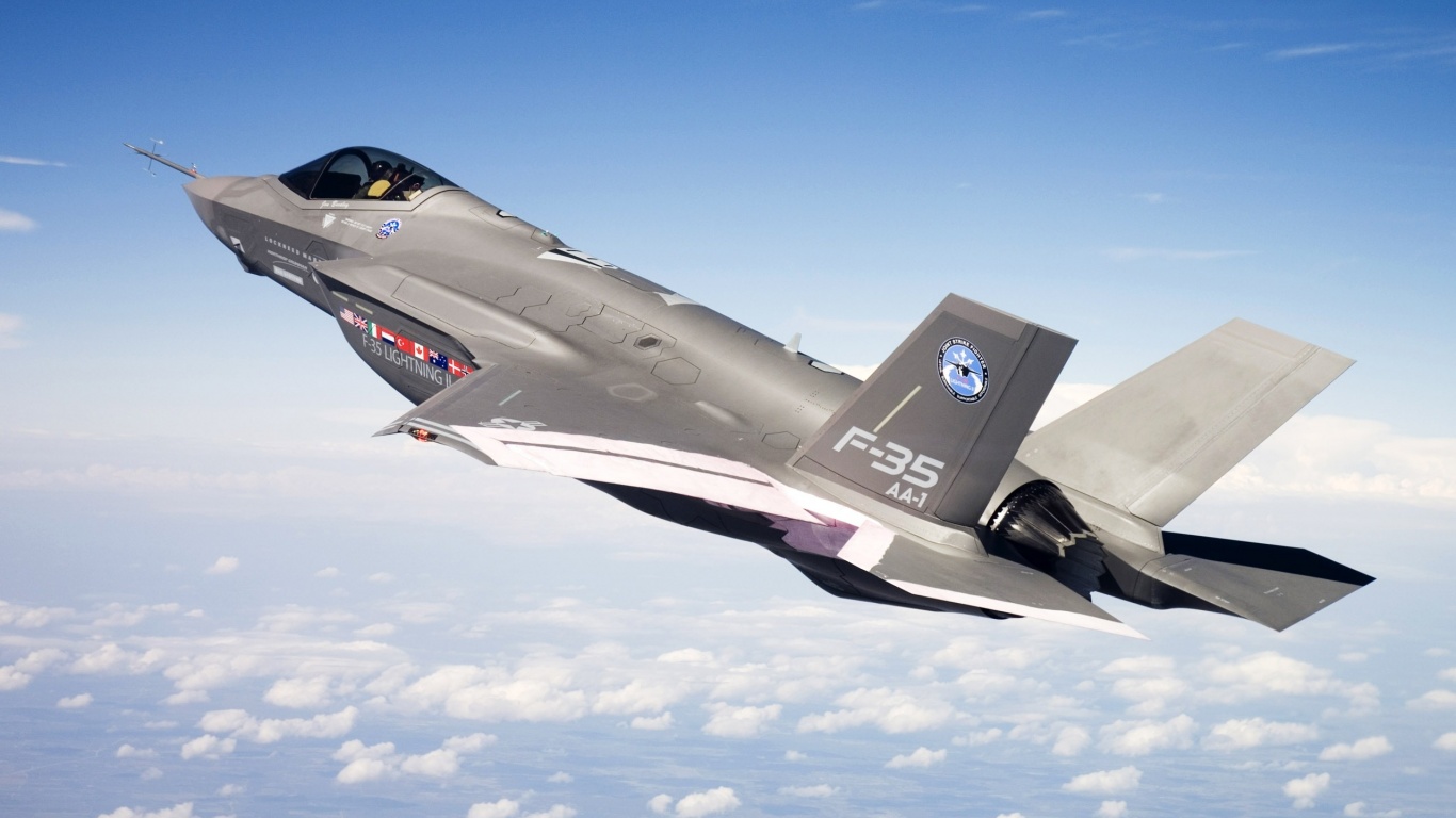 F 35 Fighter In Blue Sky