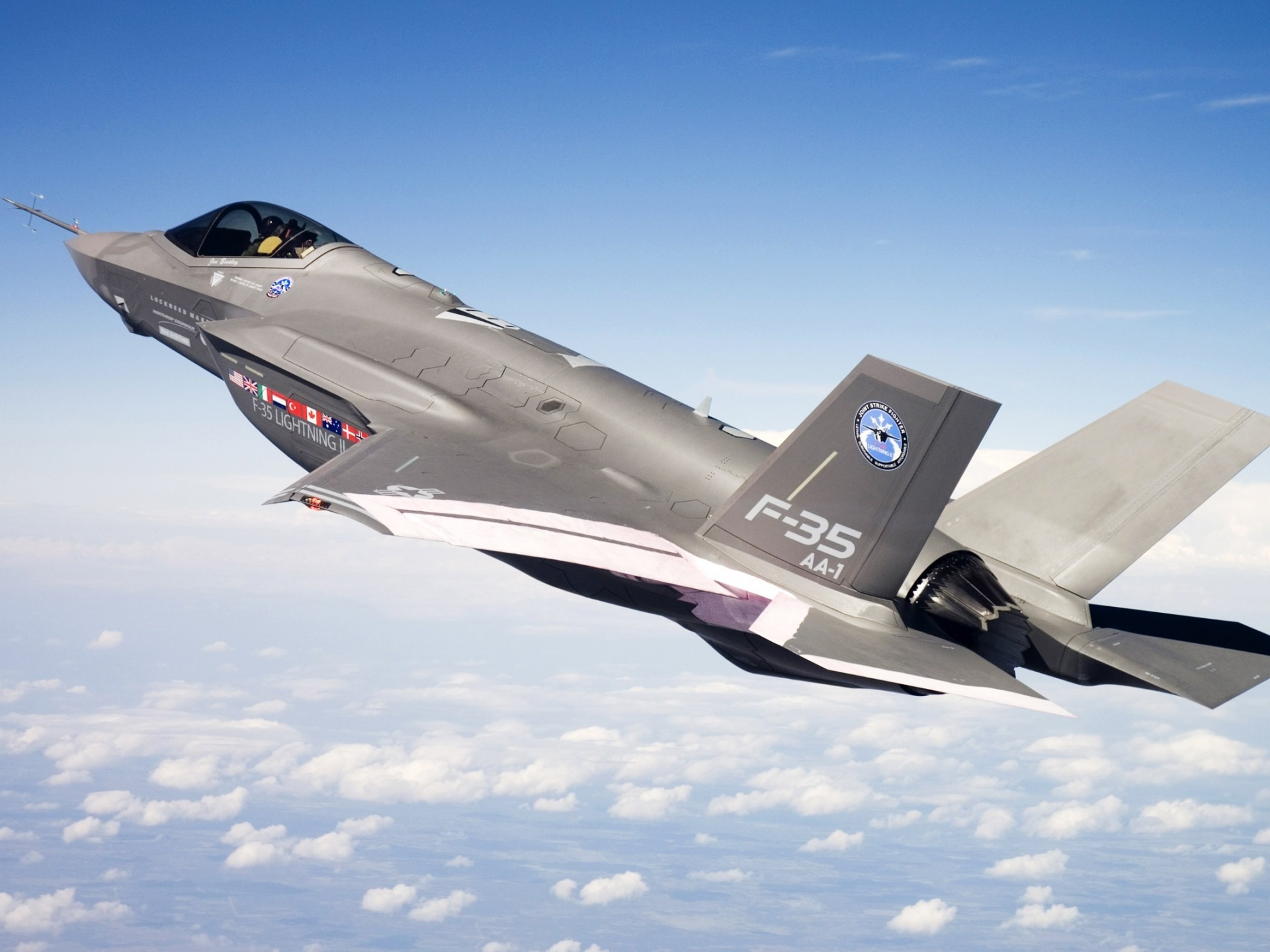 F 35 Fighter In Blue Sky