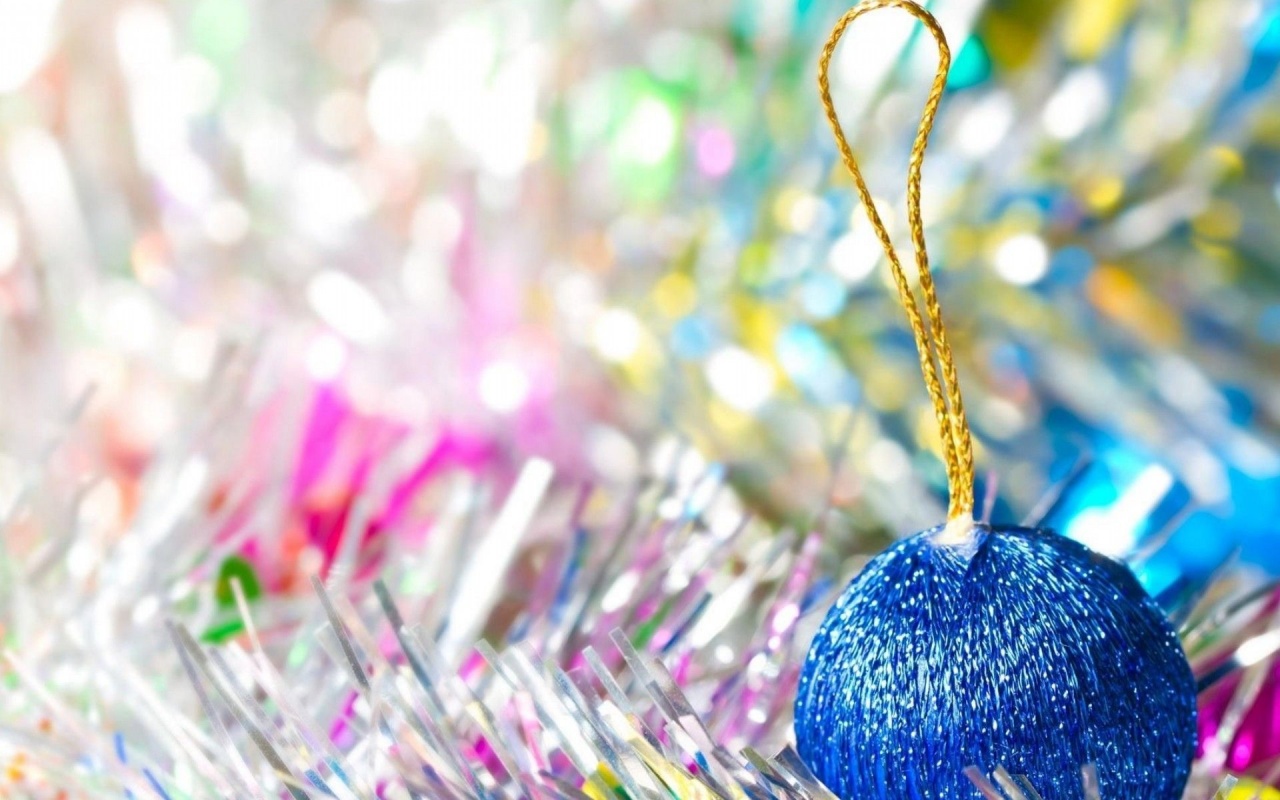 Festive New Year Decorations Tinsel Close Up