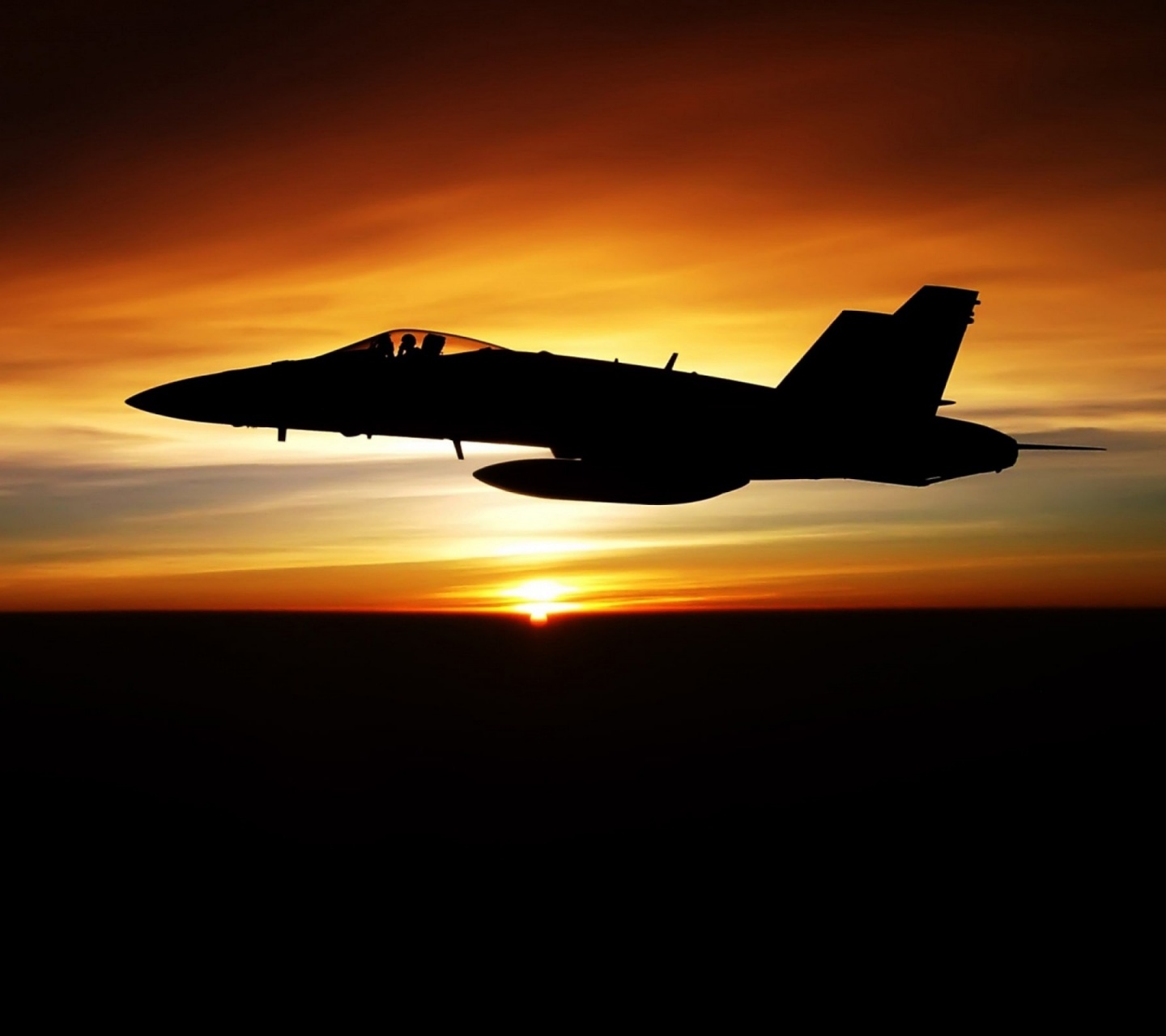 Fighter Flying In Dusk Sky