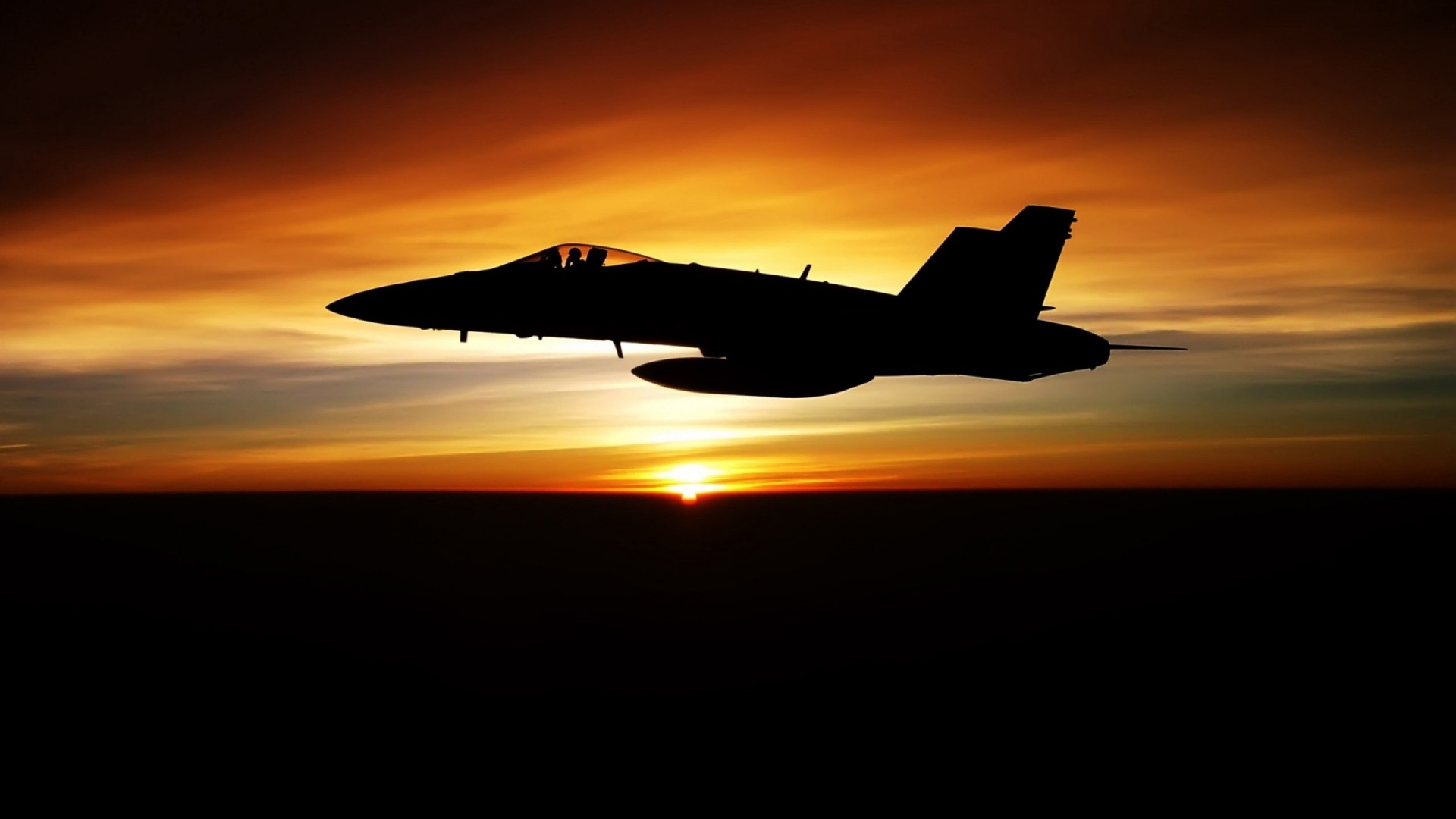 Fighter Flying In Dusk Sky