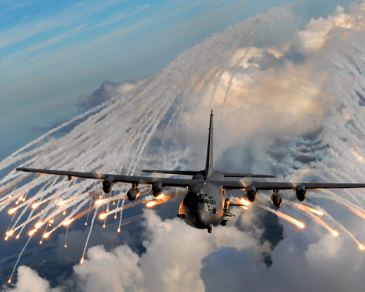 Fighter In The Hail Of Bullets In Flight