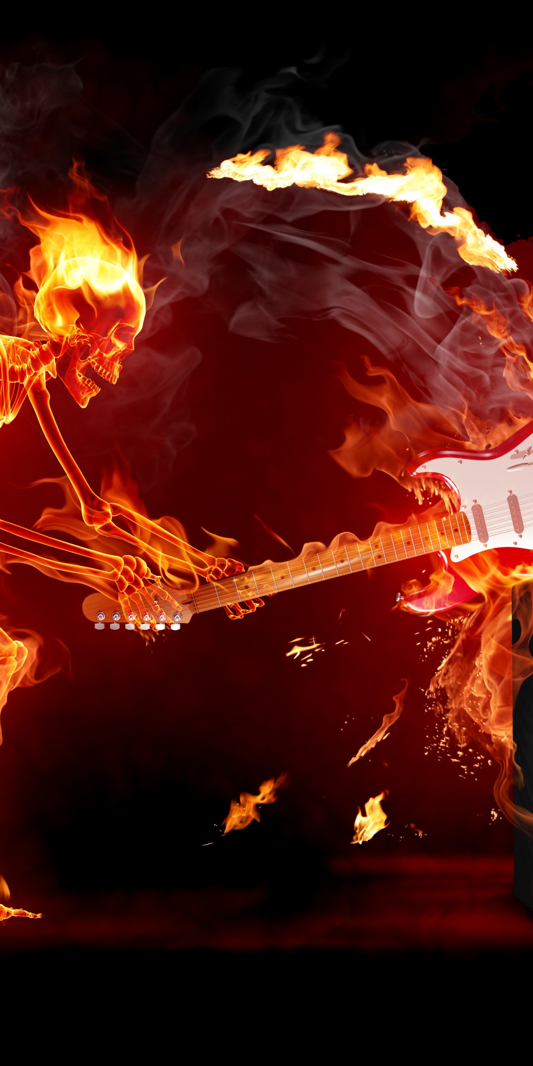 Fire Skeleton With A Guitar