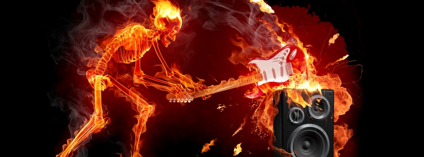 Fire Skeleton With A Guitar