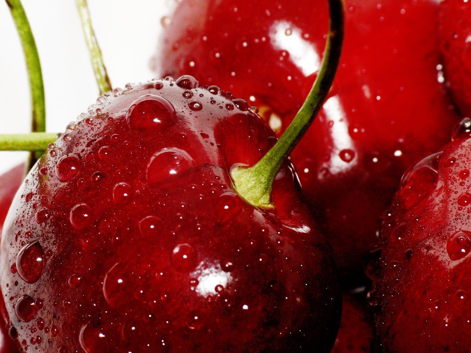 Food Cherries Water Drops Macro Berries