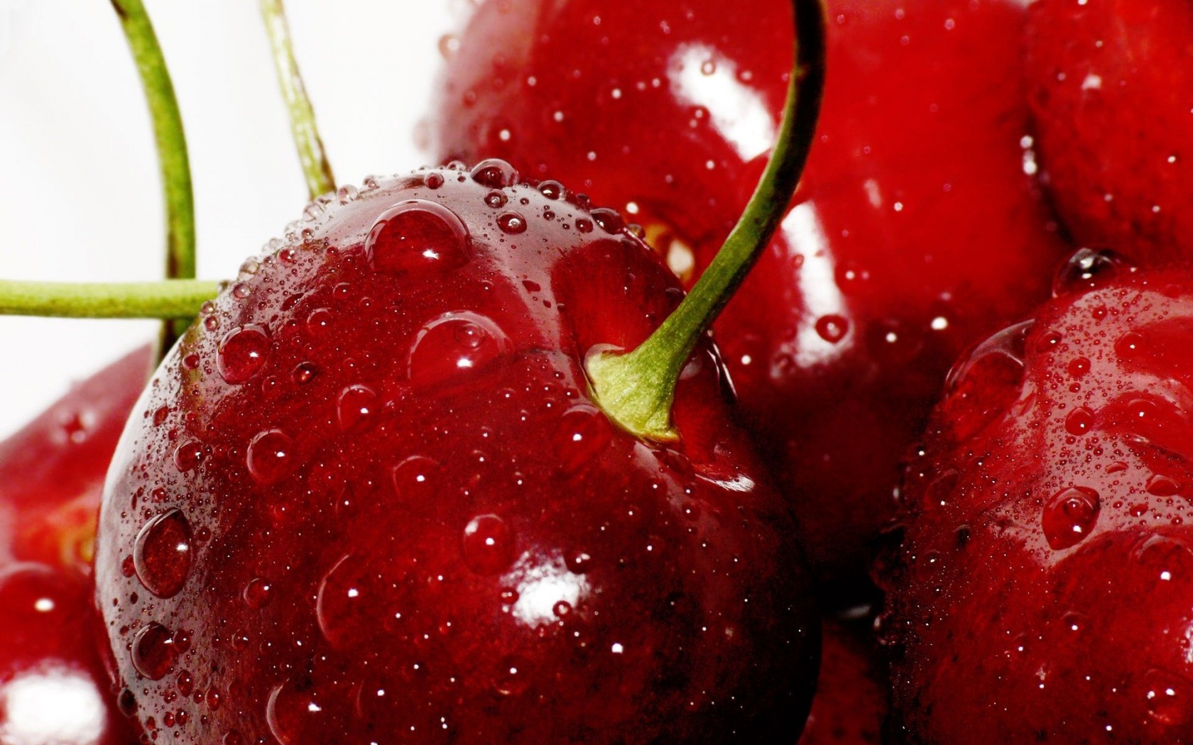 Food Cherries Water Drops Macro Berries