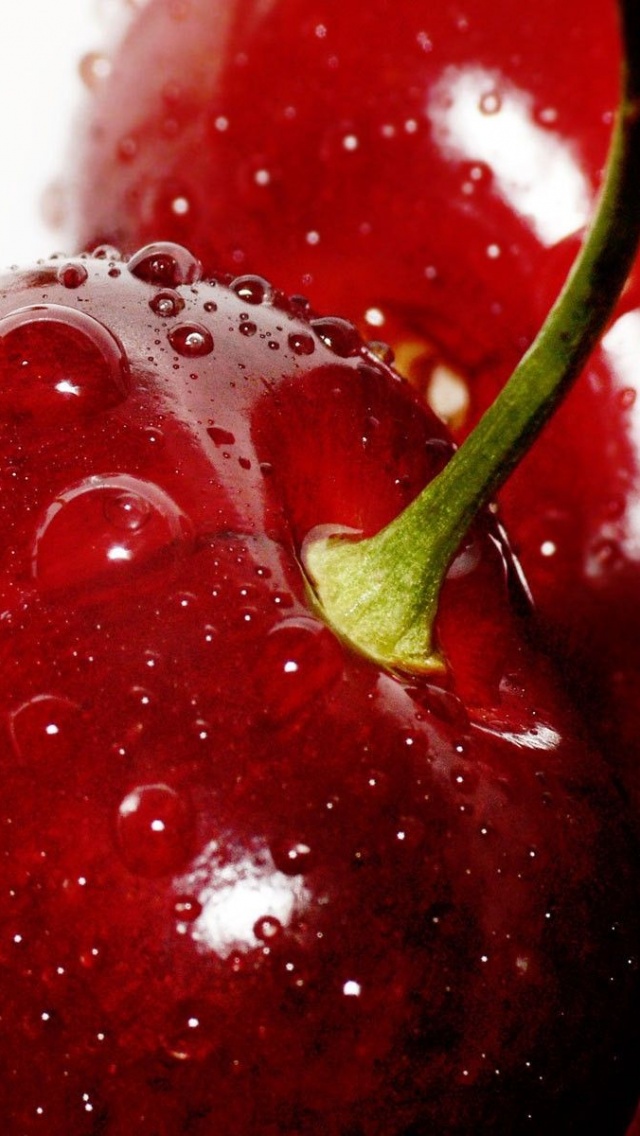 Food Cherries Water Drops Macro Berries