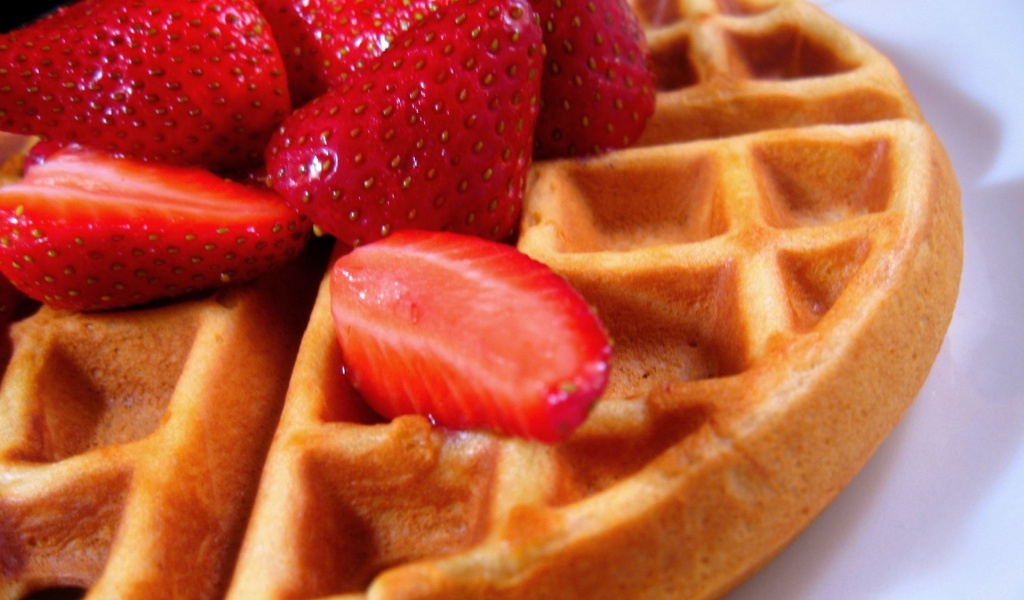 Food Waffles Strawberries