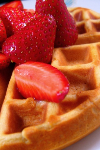 Food Waffles Strawberries