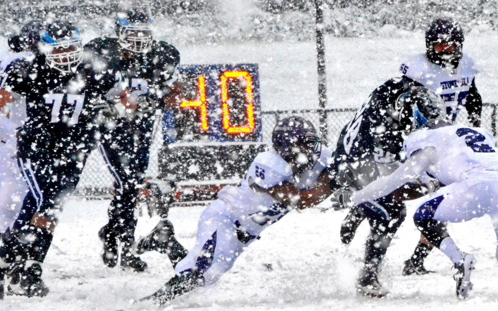 Football Match on a Snowy Blizzard