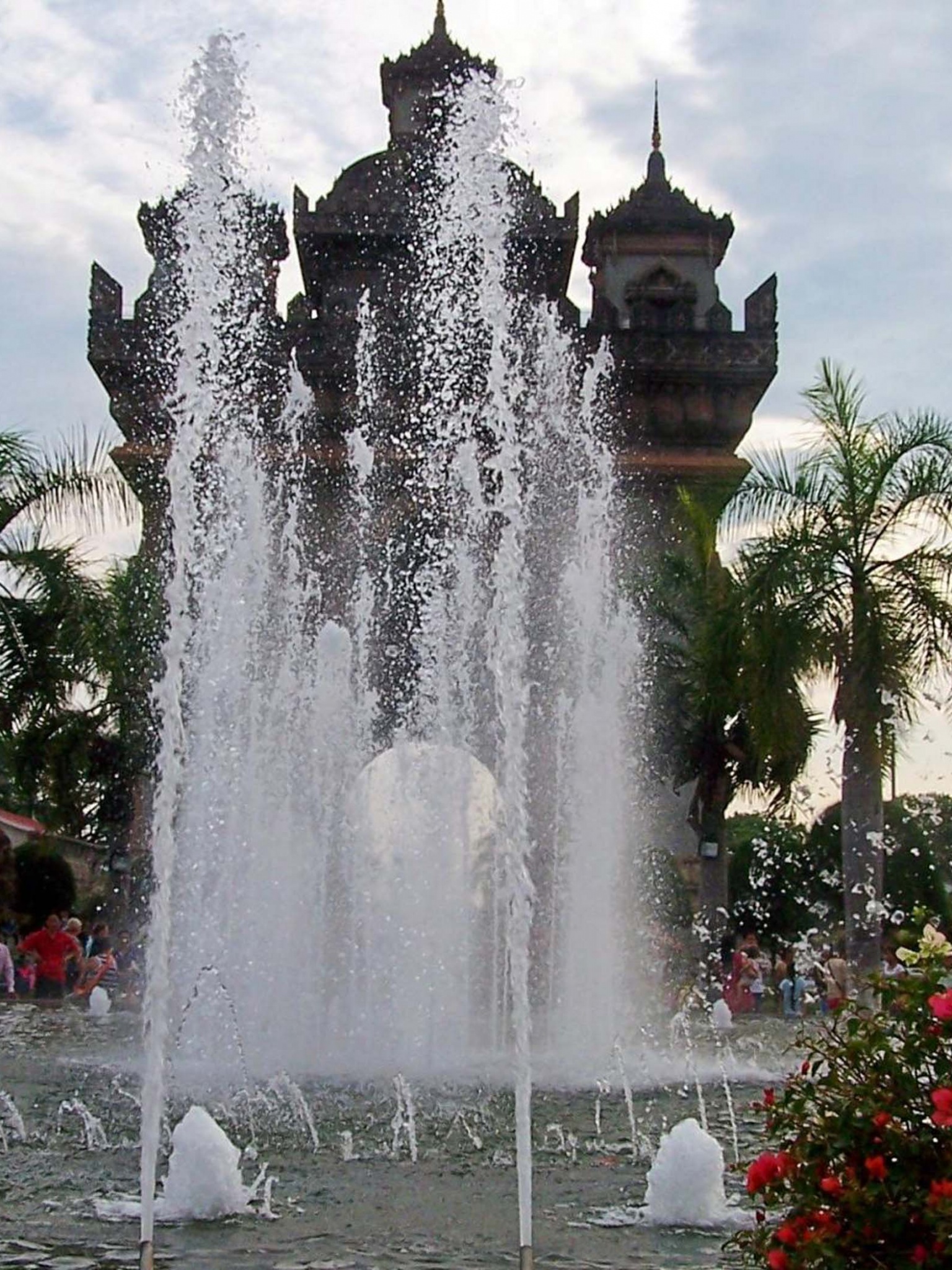 Fountain In Front Of The Victory Gate Vientiane Prefecture Laos