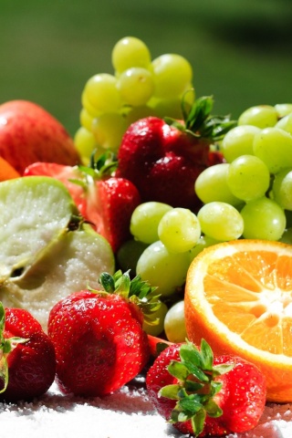 Fruits Food Kiwi Oranges Grapes Strawberries Apple