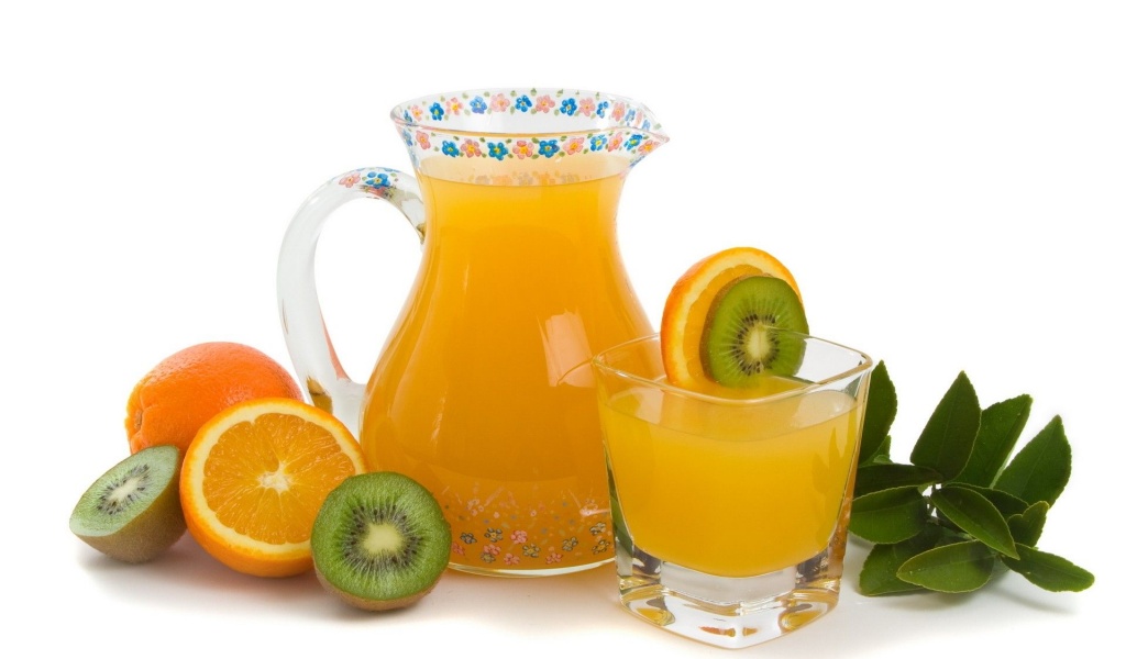 Fruits Food Kiwi Oranges White Background