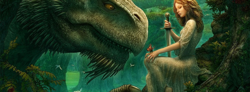 Girl Dinosaur Sword Butterfly Wood