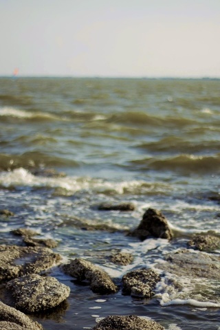 Girl Dress Sea Stone Nature Landscapes