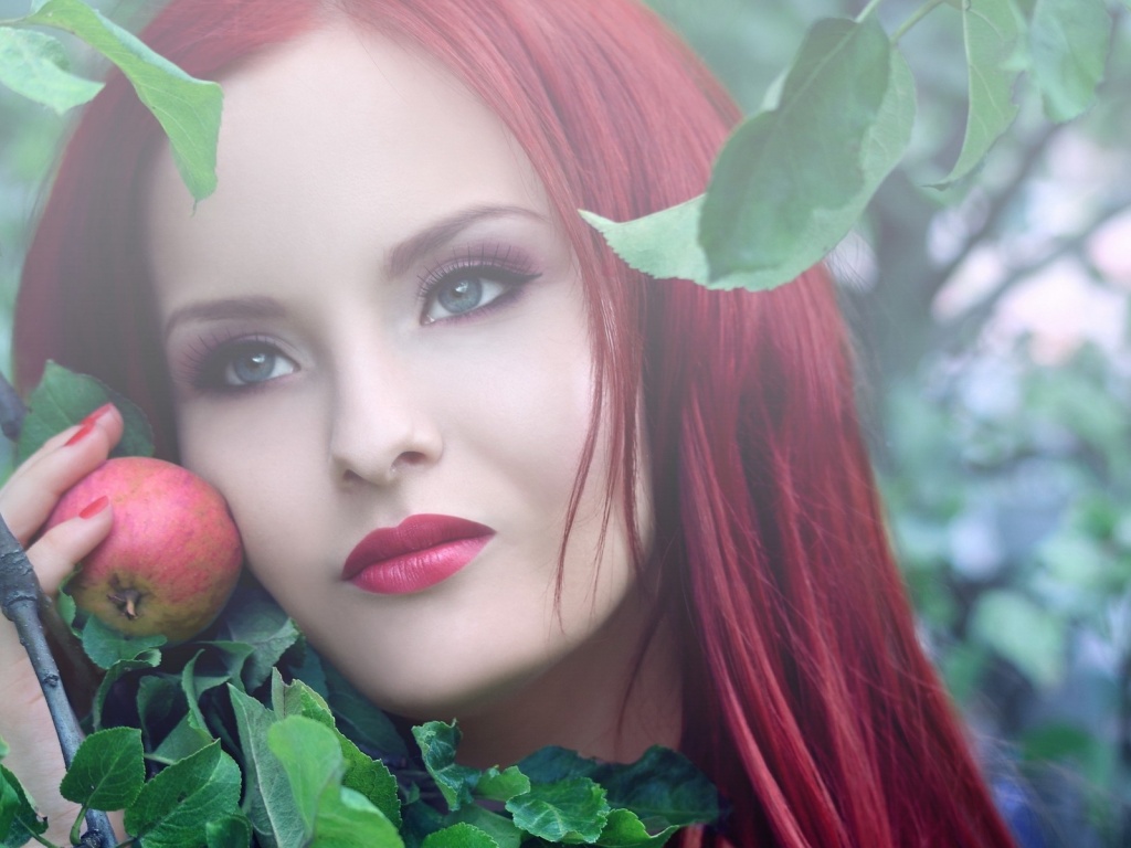 Girl Eyes Face Makeup Apple Twig