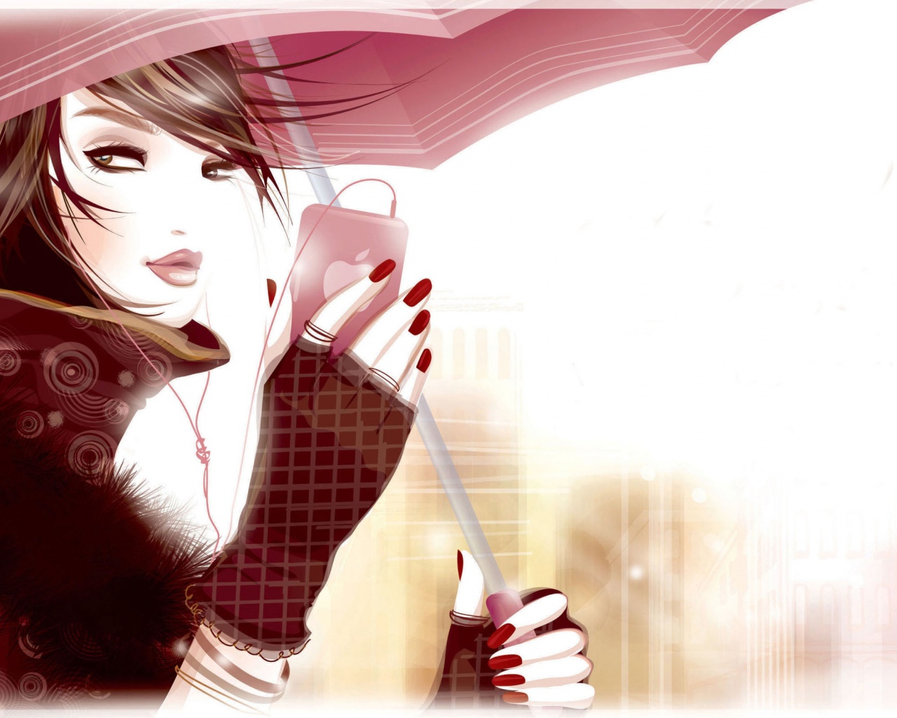Girl Umbrella Headset Phone