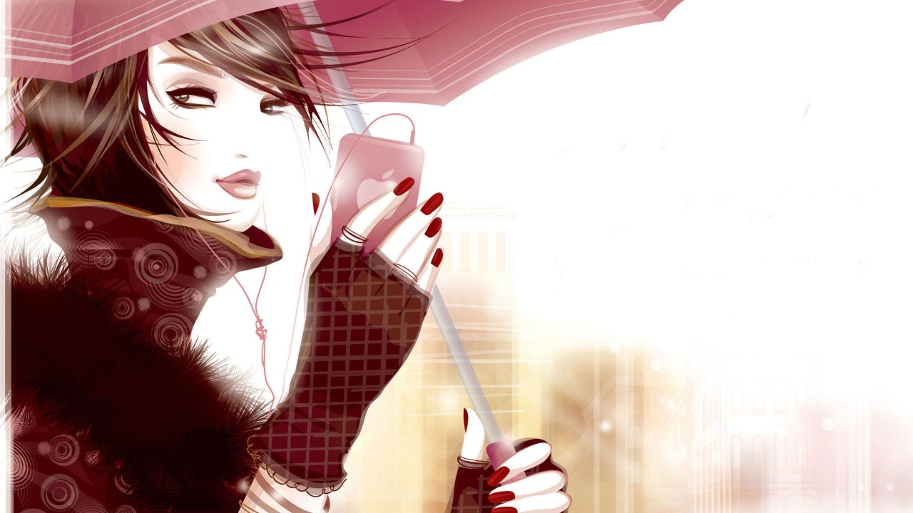 Girl Umbrella Headset Phone