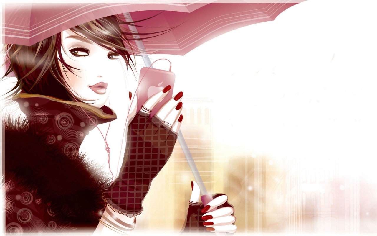 Girl Umbrella Headset Phone