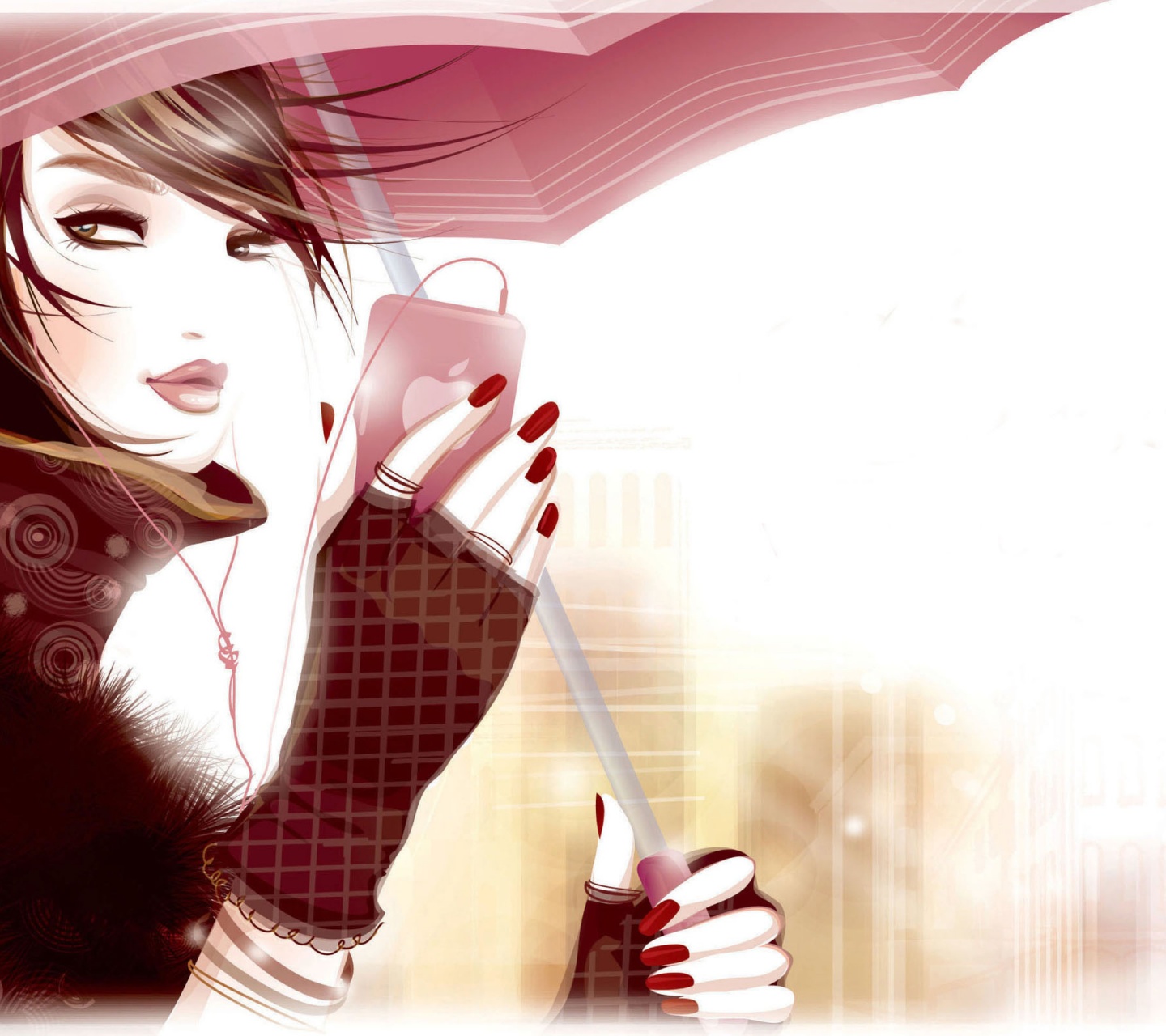 Girl Umbrella Headset Phone
