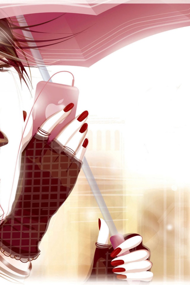 Girl Umbrella Headset Phone