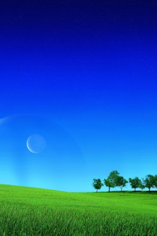 Grass Greens Field Lawn Sky Planets Space