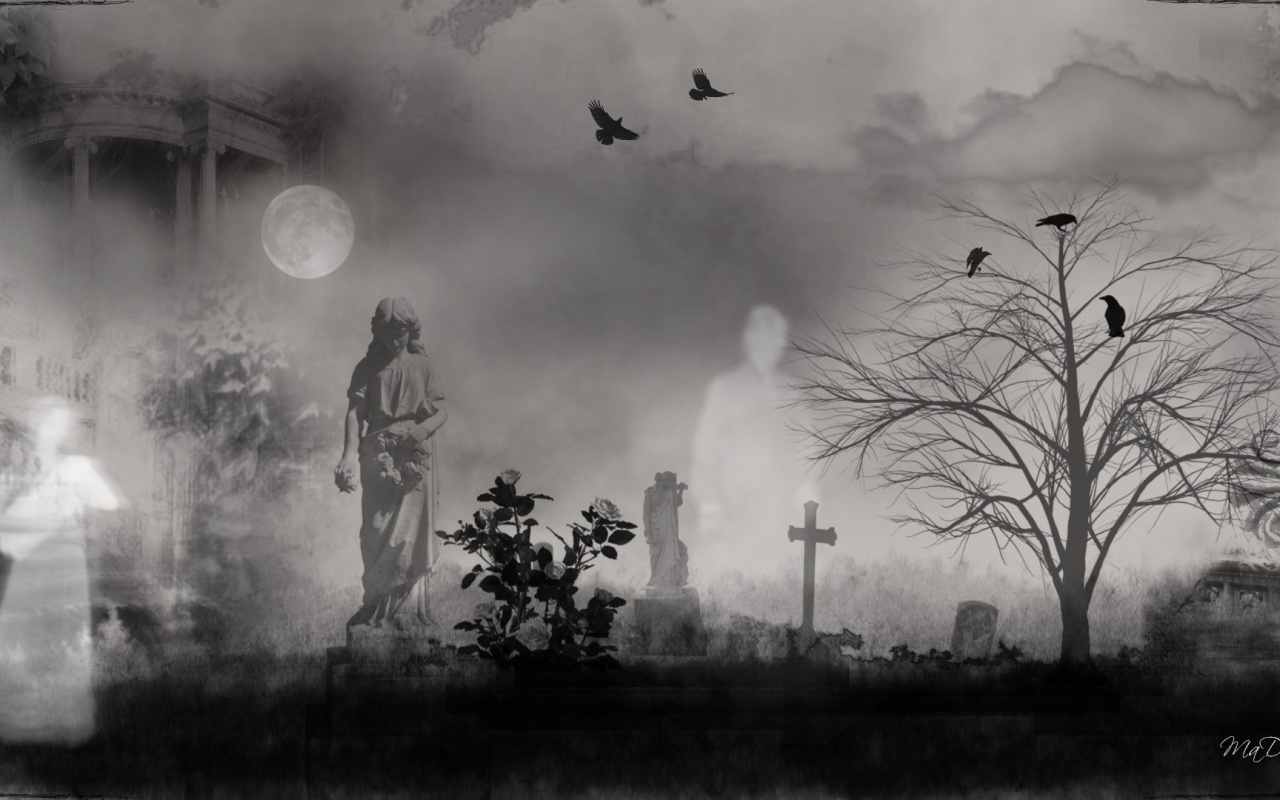 Graveyard Ghosts Birds Cross Dark Fantasy Firefox Persona Ghosts Goth Moon Mystical Sky Screen