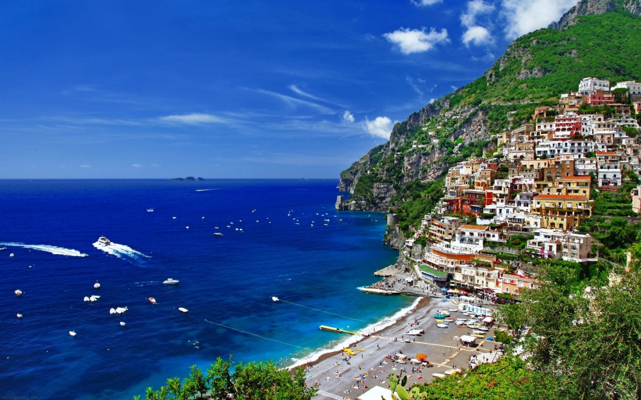 Greece Mountains Houses Sea Coast