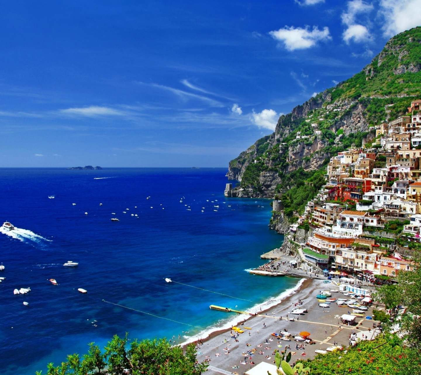 Greece Mountains Houses Sea Coast