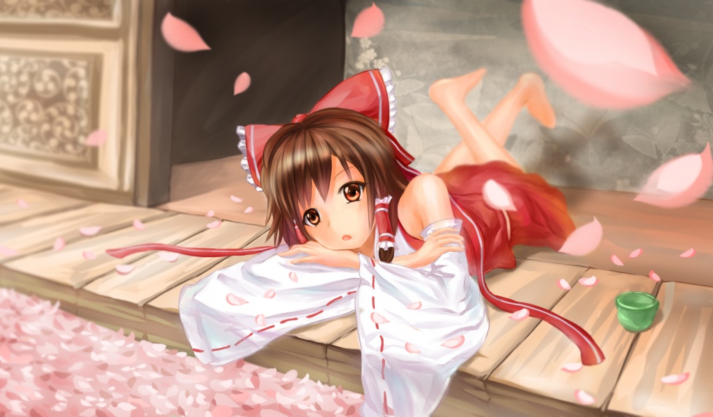 Hakurei Reimu Girl Sakura Bow Anime