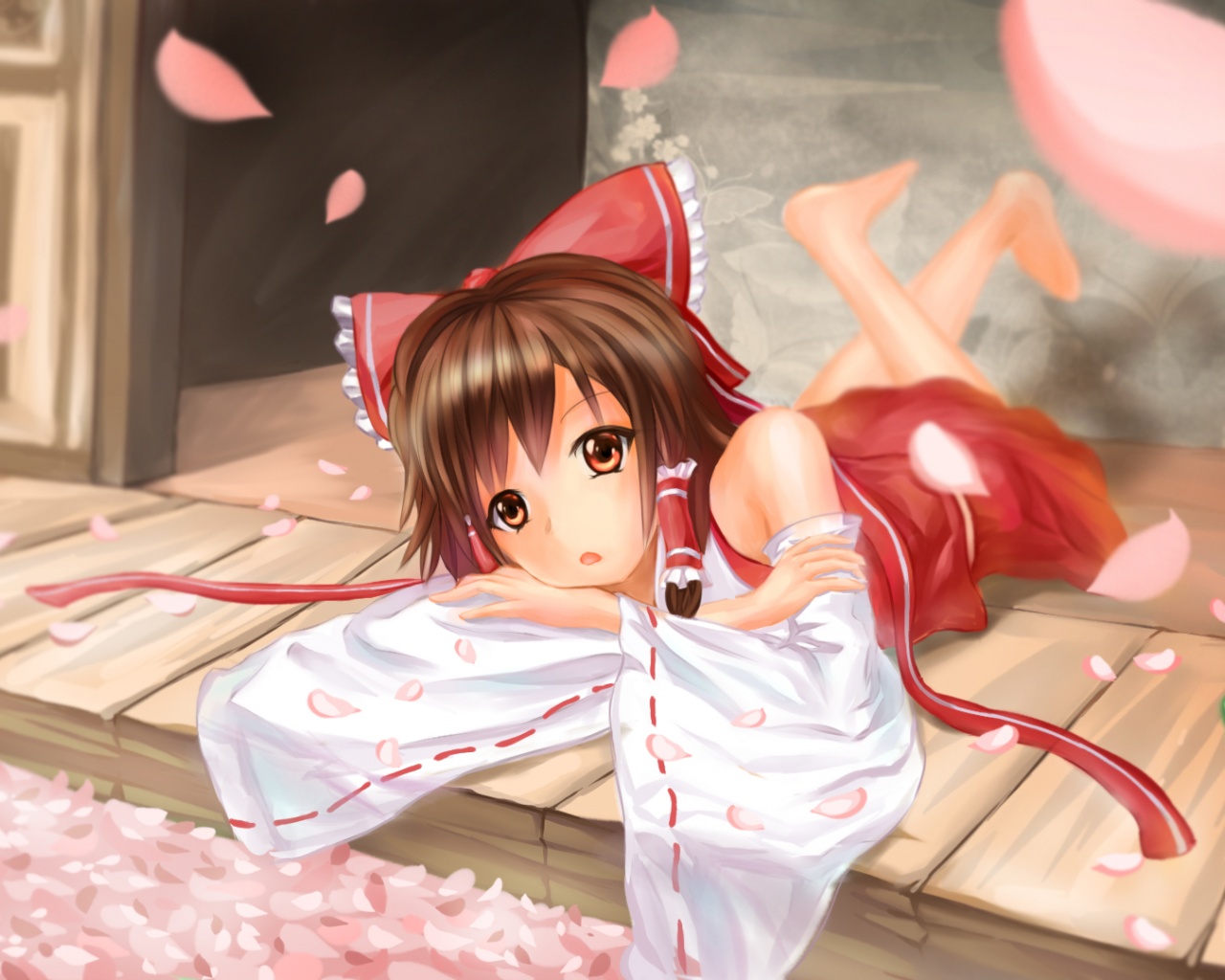 Hakurei Reimu Girl Sakura Bow Anime